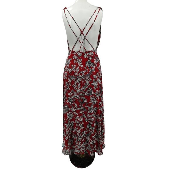 Lulus More Flower To Ya Rust Deep V Neck Open Spaghetti Strap Back Maxi Dress S - Picture 8 of 11